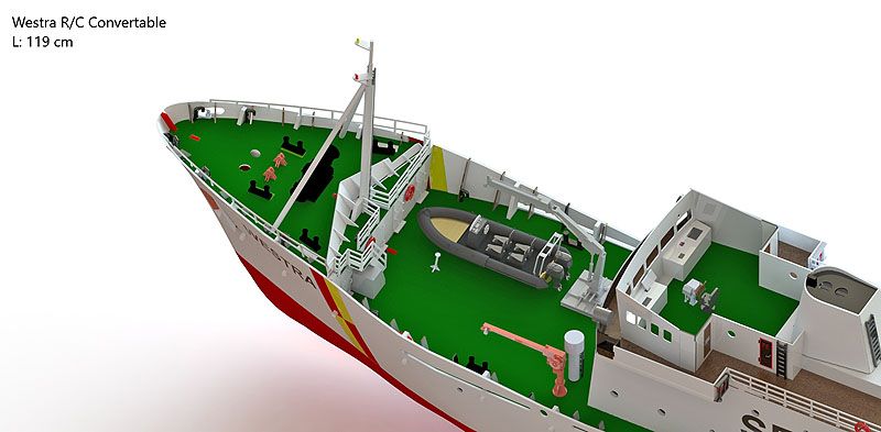 Westra fiskerioppsynskip m/innredning og belysning. 1190 mm. 